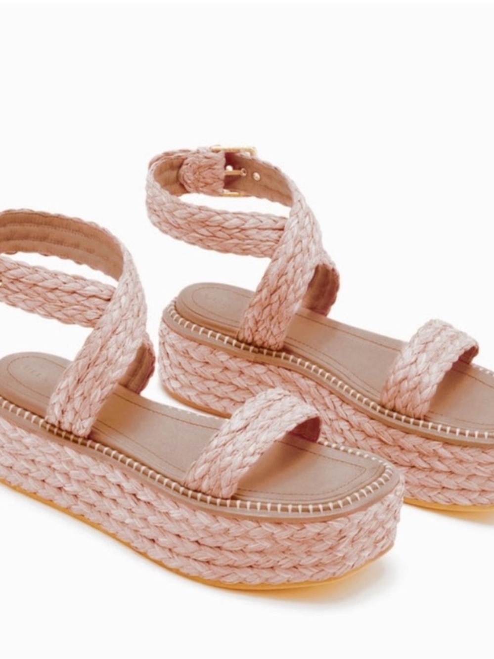 Ulla Johnson Designer Blush Woven Platform Sandals